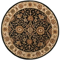 SAFAVIEH Antiquity Beaumont Traditional Wool Area Rug, Black/Ivory, 6' x 6' Round