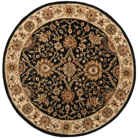 SAFAVIEH Antiquity Beaumont Traditional Wool Area Rug, Black/Ivory, 6' x 6' Round