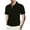 Black, variant on Men's Knit Polo Shirts Short Sleeve Zipper Vintage Collarless Golf Shirt Slim Fit Top