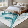 thumbnail image 4 of Large Area Rugs for Living Room Bedroom, White Teal Marble 8'x10' Rug Washable Carpet Runner Indoor Outdoor, Modern Abstract Art Marble Fluid Non Slip Floor Mats Rug for Kitchen, Patio, 4 of 8