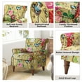 thumbnail image 4 of Upholstered Wingback Armchair Removable Cushion Floral Sofa Home Accent Chair Couch Wood Legs Nailhead Trim, 4 of 6