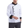thumbnail image 2 of Nokdvo Chef Outfit for Men Lightweight Button Breathable Long Sleeve Jacket Spring Summer Loose Fit Uniform with Pocket,White M, 2 of 4