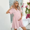 thumbnail image 2 of Yesfashion Maternity Swiss Dot Dress Summer V Neck Short Sleeve Button Down Mini Dress With Pockets, 2 of 5