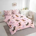 thumbnail image 3 of Manfei Cartoon Dachshund 7 Pieces Bedding Comforter Set,Pet Animal Full Bedding Set,Princess Rainbow Fitted Sheet Flat Sheet For Teens,Breathable Home Decor Reversible, 3 of 8