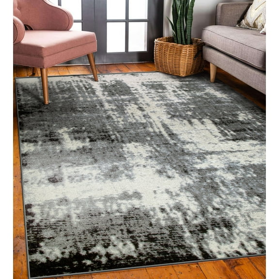 Leick Home Allerick Rectangle Vintage Gray Abstract Indoor Area Rug, 5'3" x 7'7"