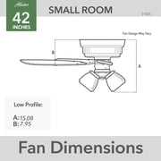 Hunter Fan 42 Crest field Matte Silver Low Profile Ceiling Fan with LED Light and Pull Chain