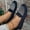 Dark Blue, variant on Women Shoes Slip On Loafers for Women Breathable Hollow Fly Knit Round Toe Flat Work Shoes for Women Comfort Wide Feet Non Slip Soft Rubber Sole Casual Flats Solid Color Lightweight Walking Ballet