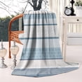 thumbnail image 4 of Blue Geometric Striped Pattern Blanket,Comfortable Soft Lamb Wool Throw Blanket,All Season,Warm Lightweight Blankets for Sofa Bed Couch Living Room Chair,50"x60", 4 of 4