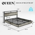 thumbnail image 3 of Merluxy Queen Floating Bed Frame with LED Lights, Industrial with Charging Station, 2 Levels Storage Headboard / No Box Spring Needed / Grey, 3 of 8
