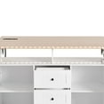thumbnail image 3 of 55.7'' Kitchen Island with 2 Drop Leaf Rolling Kitchen Cart  with Power Outlet, Folding Dining Table with Spice & Towel Rack,  for Kitchen, Dining Room, White, 3 of 15