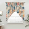 thumbnail image 5 of Boho Morocco Kitchen Window Curtains, Swag Curtains Valance for Bedroom Living Room Bathroom, Retro Farmhouse Ethnic Neutral Aesthetic Rod Pocket Window Curtain Block Drapes 2 Panels 36"x63", 5 of 9