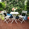 thumbnail image 3 of DUOSONG 3 Piece Patio Bistro Set Of Foldable Square Table And Chairs, White White Metal Garden & Outdoor Outdoor & Patio Furniture Patio Furniture Sets, 3 of 20