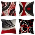 thumbnail image 1 of 4 Uds. Funda de almohada decorativa navideña de lino y algodón de 18x18 pulgadas con diseño navideño rojo y negro ER, 1 of 5