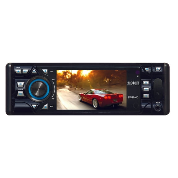 Absolute DMR-400 4-Inch In-Dash Receiver with DVD Player Flip Down Detachable