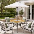thumbnail image 2 of Round Outdoor Tablecloth with Umbrella Hole and Zipper, Golden Yellow Palm Leaves Tablecloth with Elastic Waterproof, Summer Tropical Botanical Patio Table Covers for 45" - 54" Picnic Pool Tables, 2 of 9