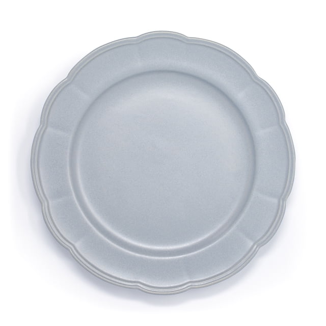 Blue scalloped 10.5 inch dinner plate with a smooth matte finish and subtle texture.