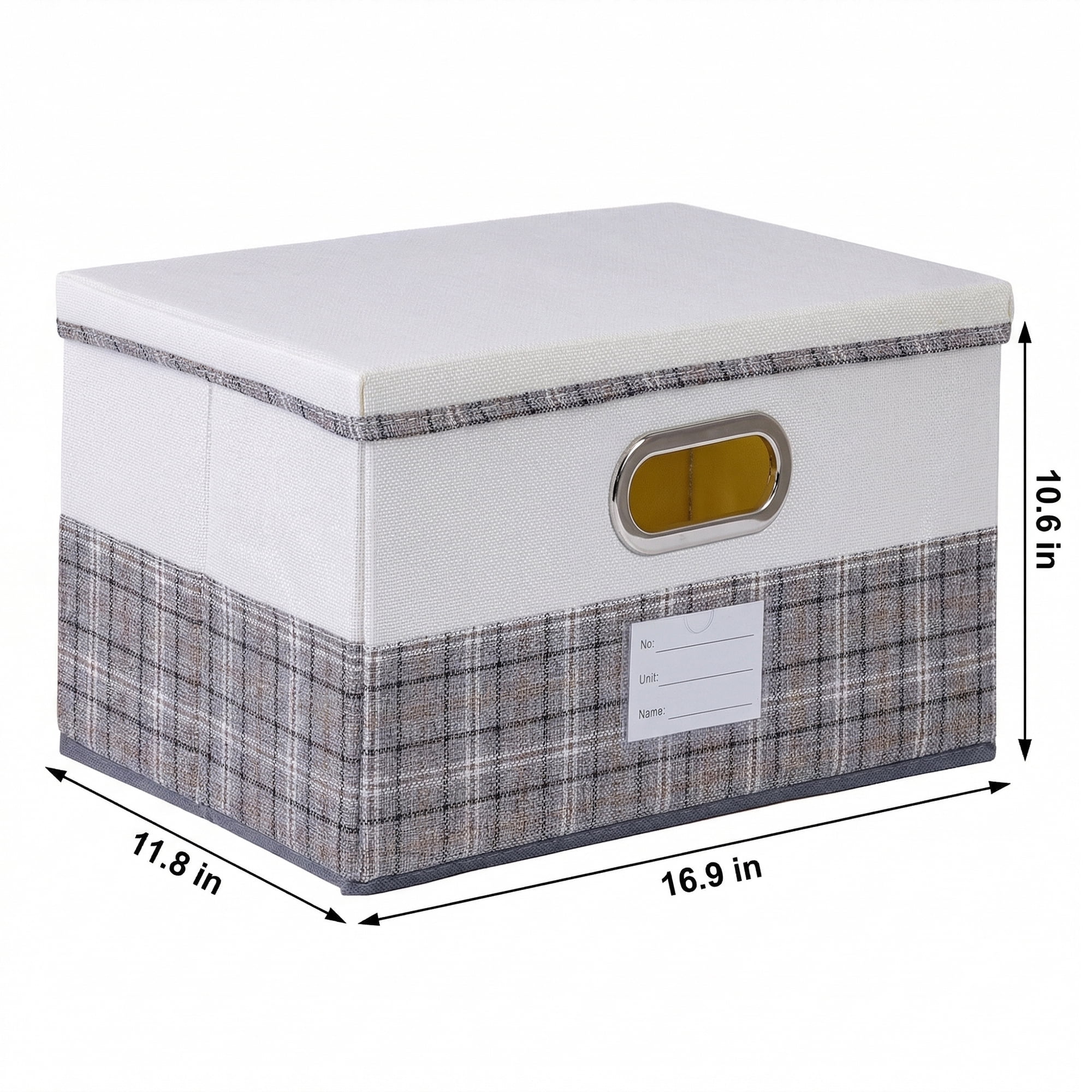 Unique Bargains Storage Cube Fabric Storage Bin with Handles Grey 16.9*11.8*10.6in