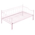 thumbnail image 4 of Bellemave Metal Daybed with Pull Out Trundle,Twin Size Daybed with Trundle and Steel Slat Support,Twin Size Sofa Bed Frame for Kids,Teens, Adults(Pink), 4 of 11
