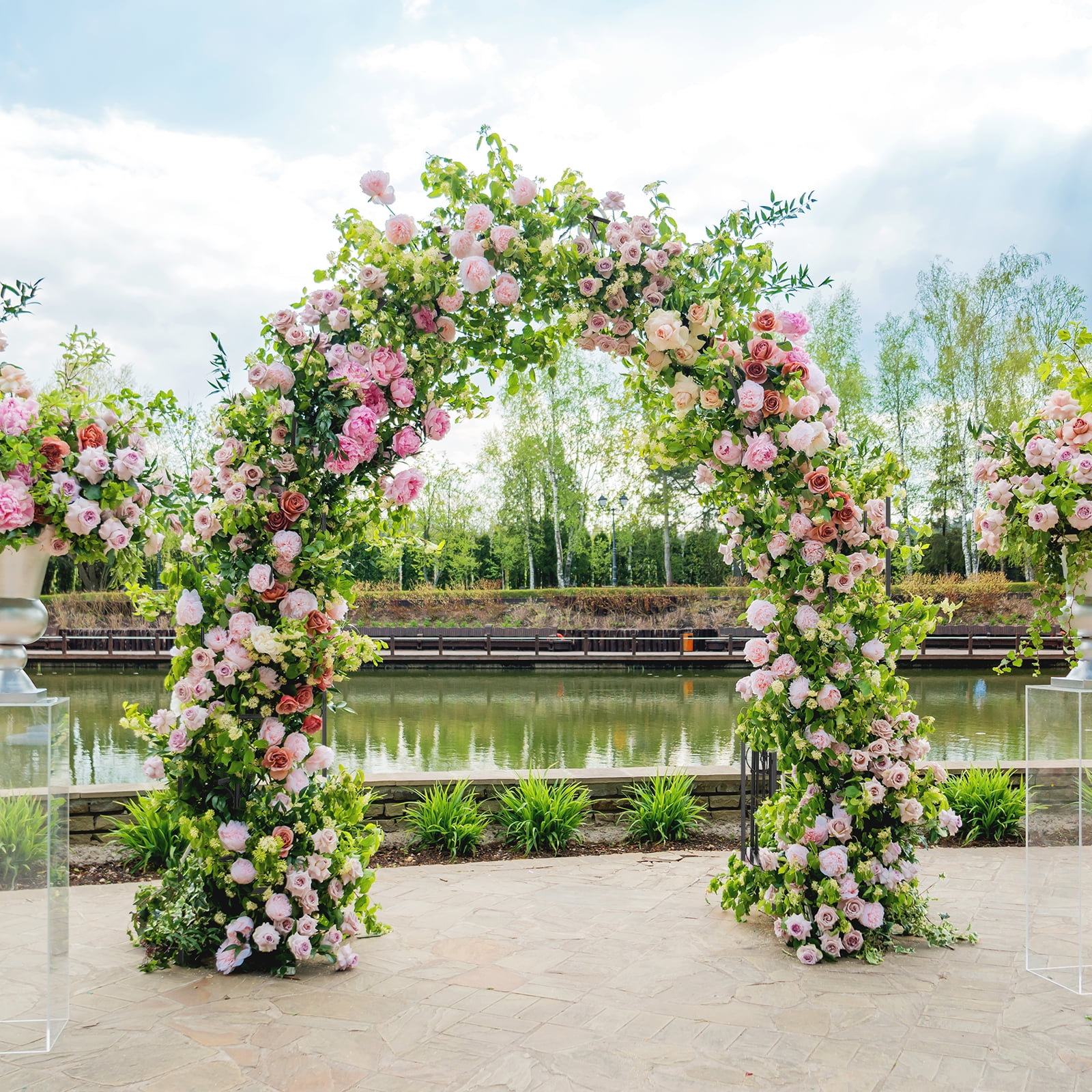 78x23x83.9 Inch Arc Roof Double Layer Arch Trellis, Rustproof, Free-Standing for Climbing Flowers/Vines, Garden/Backyard Decor, Black