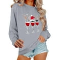 thumbnail image 2 of Ounisa Women Christmas Fleece Sweaters Long Sleeve Crewneck Blouse Pullover Red Wine Glass Graphic Sweatshirts Holiday Graphic Shirts, 2 of 6