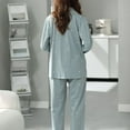 thumbnail image 2 of Defitshape Women's Cute Pajamas Cotton Pajama Set Long Sleeve Winter V Neck Fall Pjs Blue Medium, 2 of 4