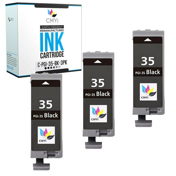 CMYi PGI-35 Black 3-Pack Ink Cartridges compatible for Canon PGI-35 - PIXMA iP100, iP110, mini260, mini320, mini360, TR150 (3 Black)