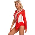 thumbnail image 4 of iiniim Justaucorps de Gymnastique Rythmique pour Femmes Manches Irrégulières Robe de Patinage Artistique Rouge L, 4 of 7