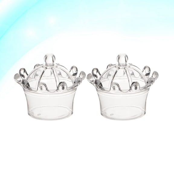 COSMOBETTY Plastic Candy Box Crown Shape Transparent Package for Guests Christmas Party 2pcs