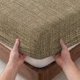 thumbnail image 3 of King Size Fitted Sheet Set - Brown 3 Piece Bedding Sets 16" Deep Pocket Fitted Sheet with 2 Pillowcases, Farmhouse Burlap Solid Beige Color Modern Linen Texture Brushed Microfiber Luxury Bed Sheets, 3 of 9