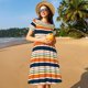 thumbnail image 4 of Disketp Colorful Pastel Stripes para Vestido de Manga Corta para Mujeres, Vestidos de Verano para Mujeres, Casual y Holgado para la Playa, 4 of 6