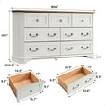 thumbnail image 6 of OKD Farmhouse 7 Drawers Dresser Chests for Bedroom, 54" Wide Wood Rustic Storage Cabinet for Living Room, Hallway, Antique White, 6 of 8