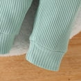 thumbnail image 5 of 3-6 Months Newborn Bodysuit Romper Newborn Infant Baby Girls Clothes Ruffled Ribbed Romper Bodysuit Pants Set Fall Winter Outfits,Light Green Jumpsuit Sleep & Play One-Piece Bodysuit, 5 of 9