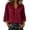 Wine, variant on Women’s Collared 3/4 Sleeve Button Down Shirts Textured Loose Dolman Sleeve V Neck Casual Summer Blouse Lightweight Daily Tunic Tops Yellow