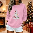 thumbnail image 6 of Ecqkame Womens Crew Neck Sweatshirts Christmas Print Long Sleeve Casual Loose Pullover Top Holiday Daily Comfy Fit Sweatshirt Pink XXL, 6 of 7