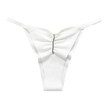 MZXELPRJD Womens Underwear Womens Cotton Large Size Fold Ice Silk Breathable Thin Strap Low Waist Briefs Panties for Women Pack White M