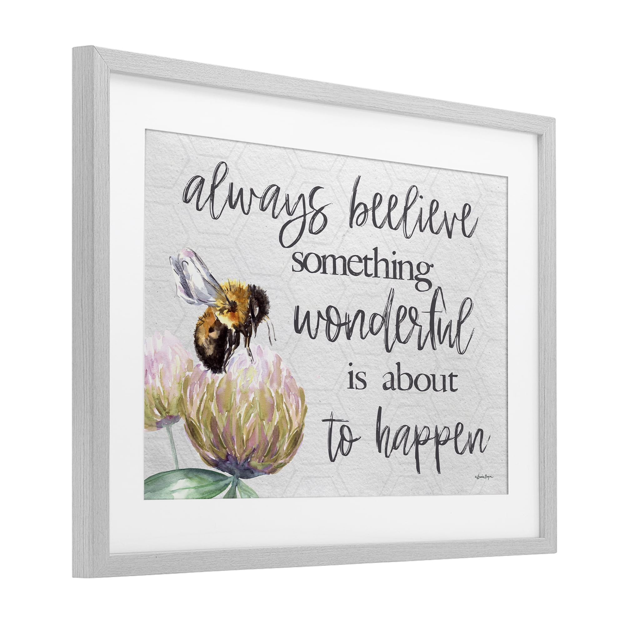 Stupell Industries Always Believe Something Wonderful Gray Framed Print Under Glass, design by Susie Boyer
