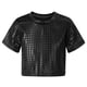 thumbnail image 3 of Gibobby Blusas Termicas Dama Vestido informal de manga corta con y lentejuelas para fiesta de y niños pequeños （Negro， 4-5 Años), 3 of 4