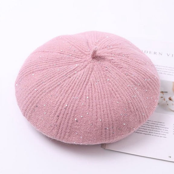 CoCopeaunt Beret Women’S Fall And Winter Knit Cap With Fleece Winter Knit Cap Solid Color Ladies’Cap