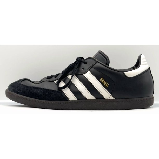 Adi-das Samba Mens 12.5 Shoes Black Leather Sneaker Soccer Casual White Stripes