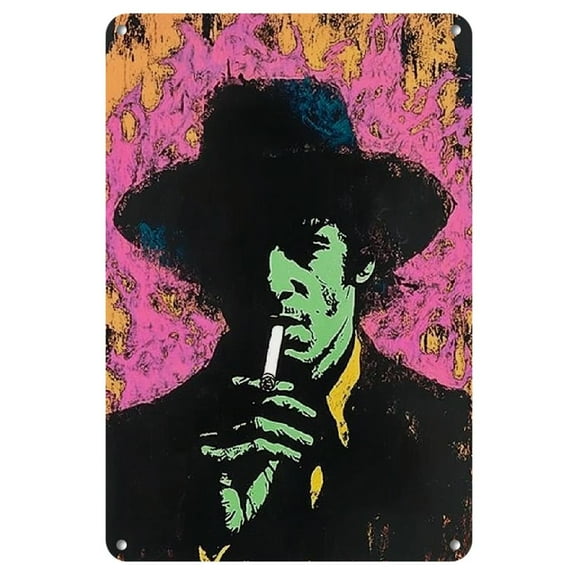 Room Decor 1pc Retro Art Deco Classic Rock Band Metal Tin Sign, 8x12 Inch, Frameless HD Concert Poster Wall Art, Psychedelic -Inspired Design, Indoor/ Outdoor Music Themed Decor for Home, Bar, Cafe