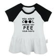 thumbnail image 4 of Pack of 2, I Have Shat Upon My Pantaloons & You Ain't Cool Unless You Pee Your Pants Funny Dresses, Newborn Baby Skirts, Infant Princess Dress, Toddler Frocks (Black Raglan Dresses, 0-6 Months), 4 of 5