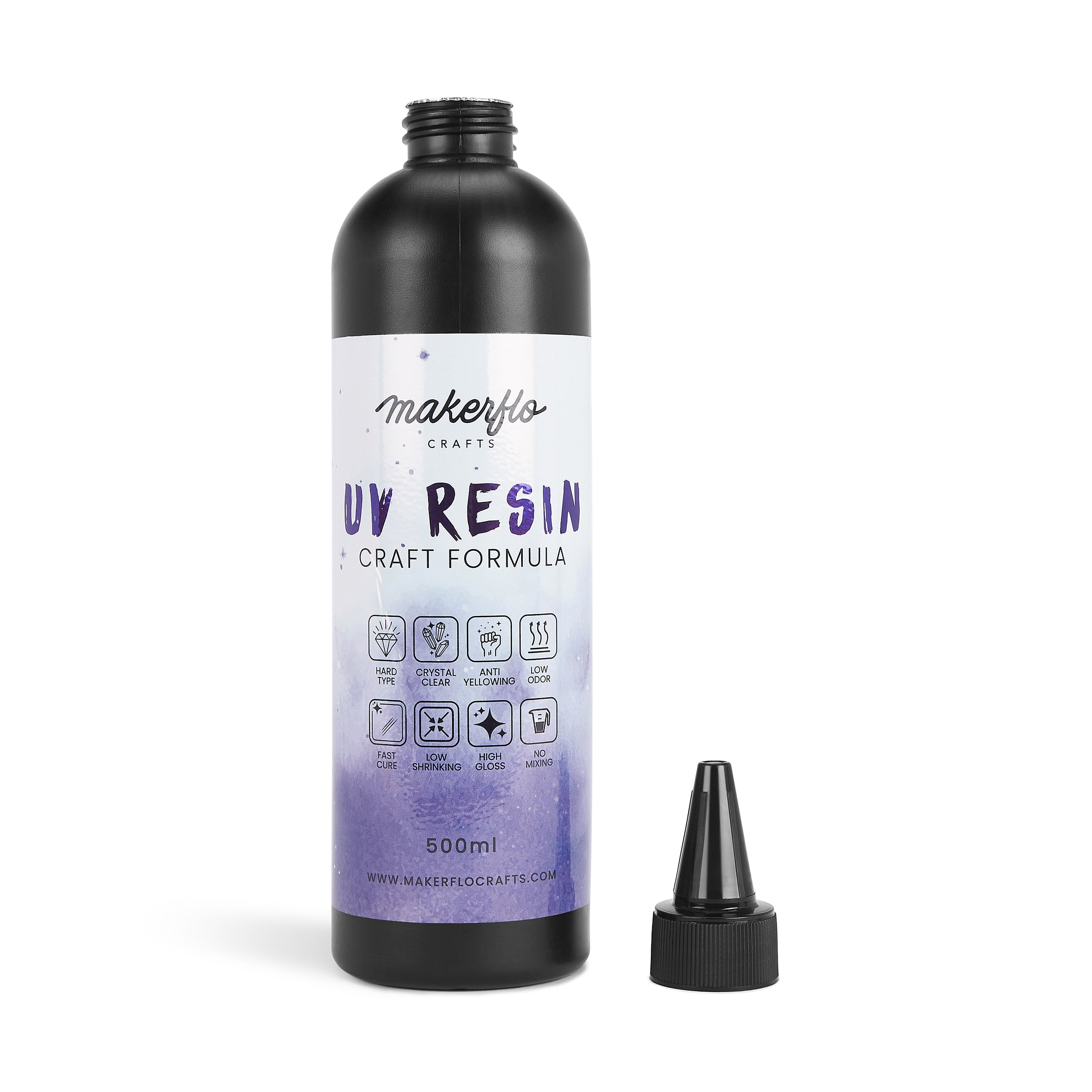 MakerFlo UV Resin for Jewelry Making, Fast Curing Clear Resin 500 ml for Crafts, DIY Art & UV Light Projects