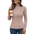 thumbnail image 2 of Wutalume Women's Long Sleeve Fall Soft Lightweight Knit Slim Sweater Tops, Versatile Solid Color Design, Cozy Layer for Transitional Weather,Khaki L, 2 of 8