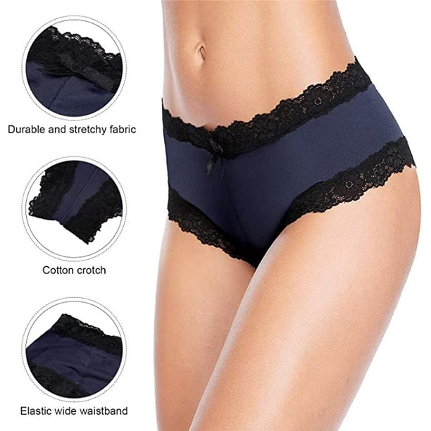 BeautyIn Womens Underwear Panties Lace Trim Hipster Pack of 4 