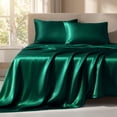 thumbnail image 4 of Lipa Satin Sheets Silky Sheet Set, Luxury Bed Sheets With Deep Pocket,4 Pieces,Twin,Dark Green, 4 of 8