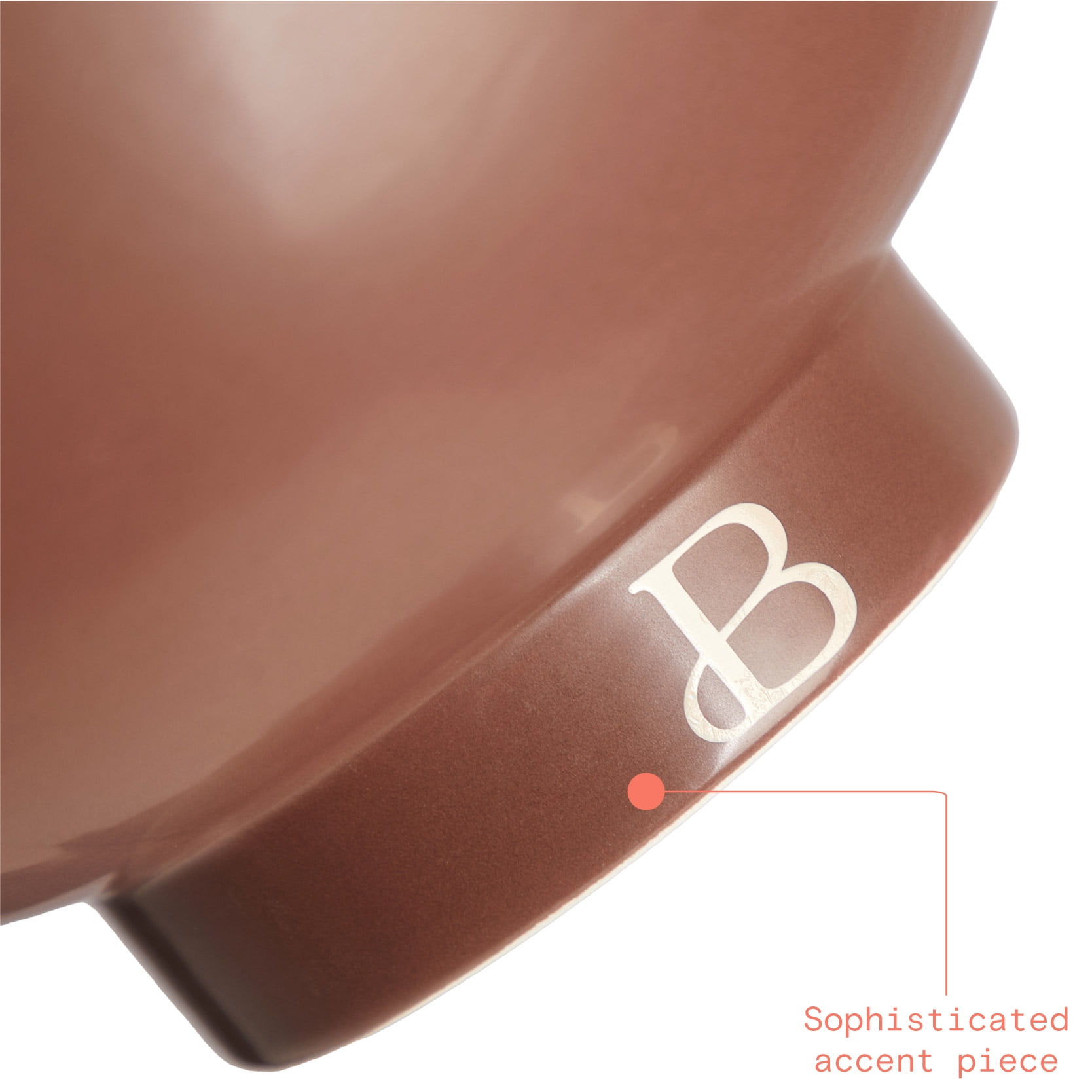 Beautiful Solid Cognac Brown Round Ceramic Vase by Drew Barrymore, 7.5" x 7.5" x 7.5"