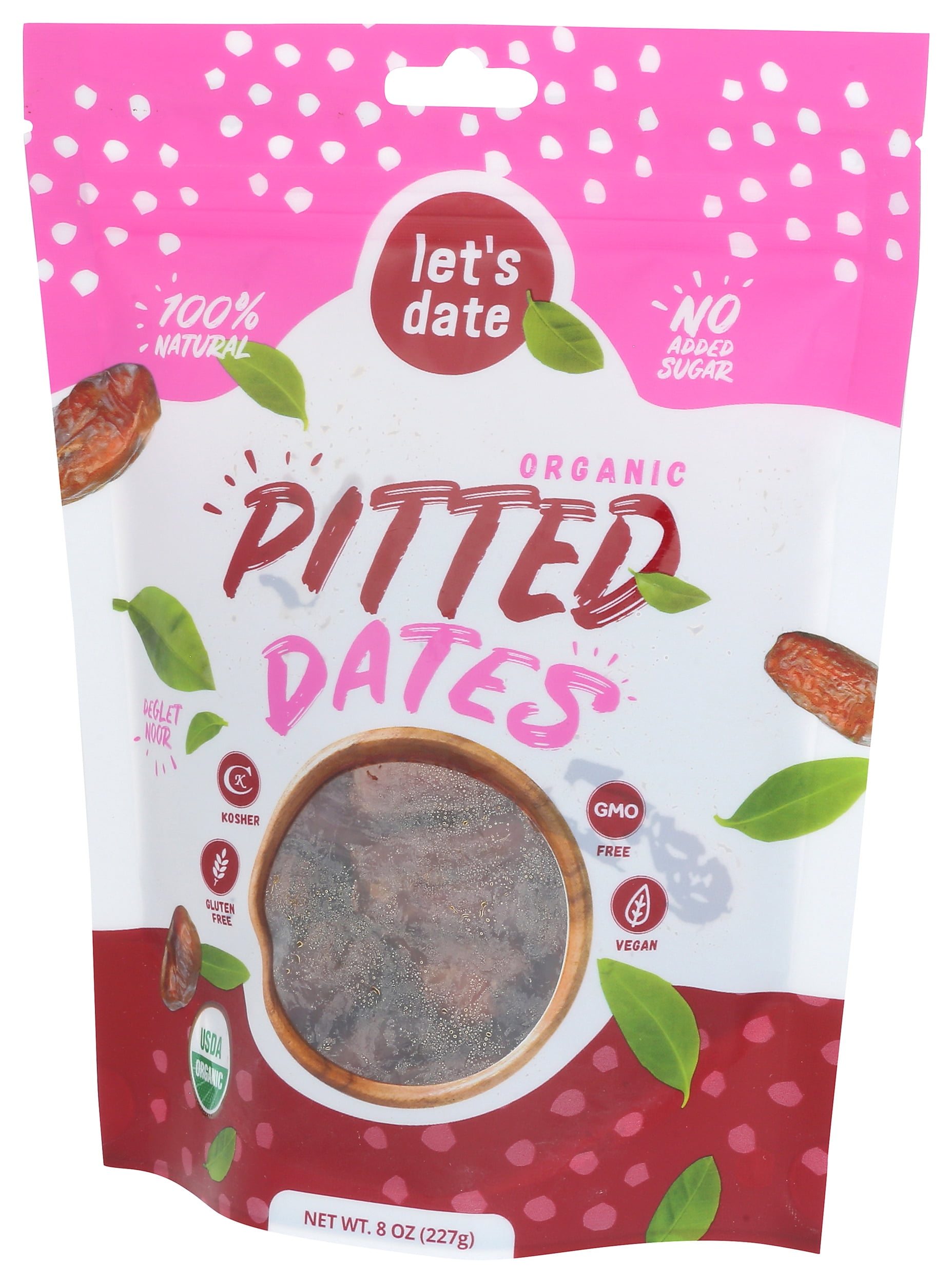 Pack of 6, Lets Date Organic Pitted Dates, 8 oz