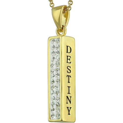 Truly Inspired Gold Plated 'Destiny, Infinite' Crystal Sentiment 18' Necklace with Gift Box