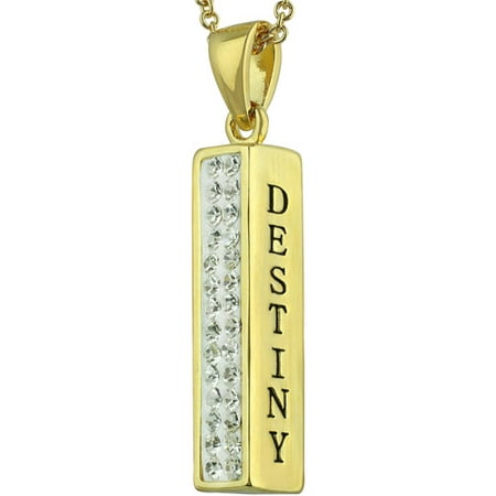 Truly Inspired Gold Plated 'Destiny, Infinite' Crystal Sentiment 18" Necklace with Gift Box