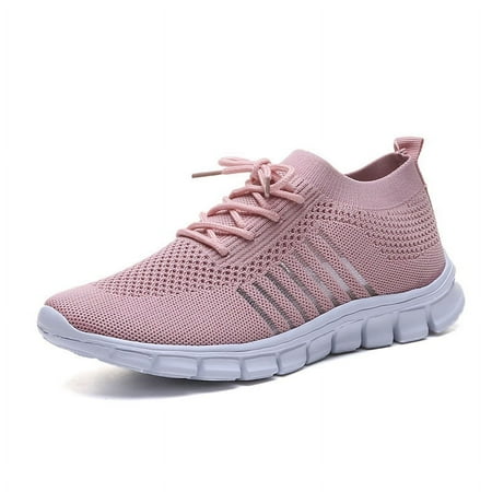 

hotio 2024 Lacing Sneakers Women s Leisure Slip On Sneaker Breathable Knitted Mesh Walking Shoes Summer Lightweight Comfortable Soft Sole Running Shoes for Indoor Outdoor